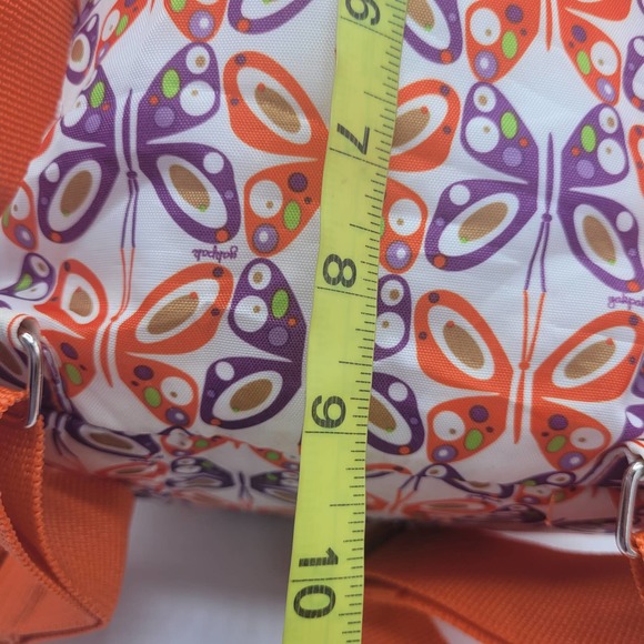 Yak Pak Orange Purple White Butterfly Print Backpack Size 9.5"x8.5" - Picture 7 of 8